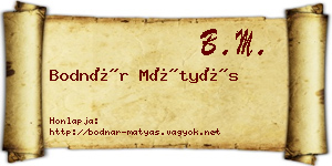 Bodnár Mátyás névjegykártya